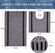 Bathroom Mats Sets 2 Pieces - Non Slip Bath Mat for Bathroom Floor - Grey Bath Mat Sets Washable, Thick and Ultra Fluffy - U-Shape Bath and Pedestal Mat Sets - Super Absorbent Toilet Mat - Slips Away - B08VW9YBMG -