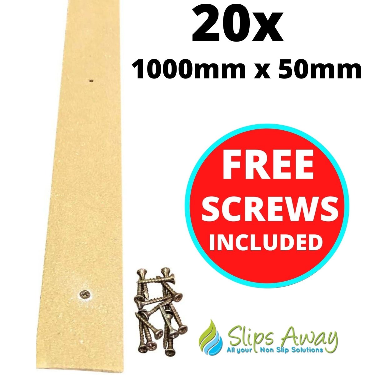 Beige Non Slip Decking Strips - Slips Away - decking strip beige 1000mm x 50mm 20x pack -