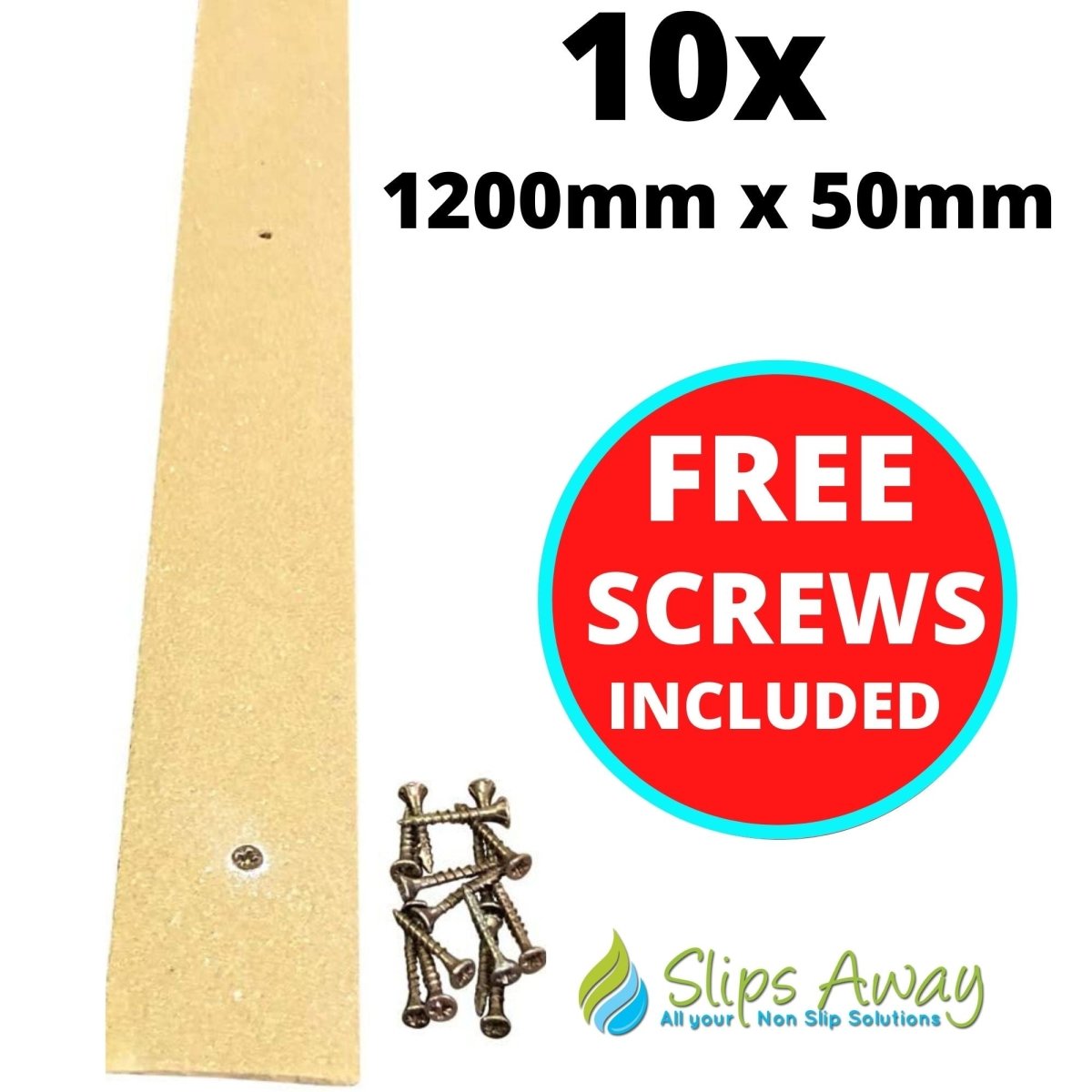 Beige Non Slip Decking Strips - Slips Away - decking strip beige 1200mm x 50mm 10x pack -
