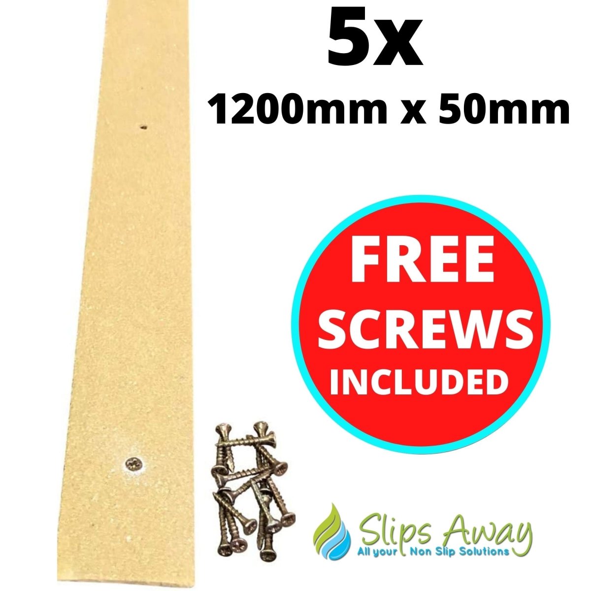 Beige Non Slip Decking Strips - Slips Away - decking strip beige 1200mm x 50mm 5x pack -