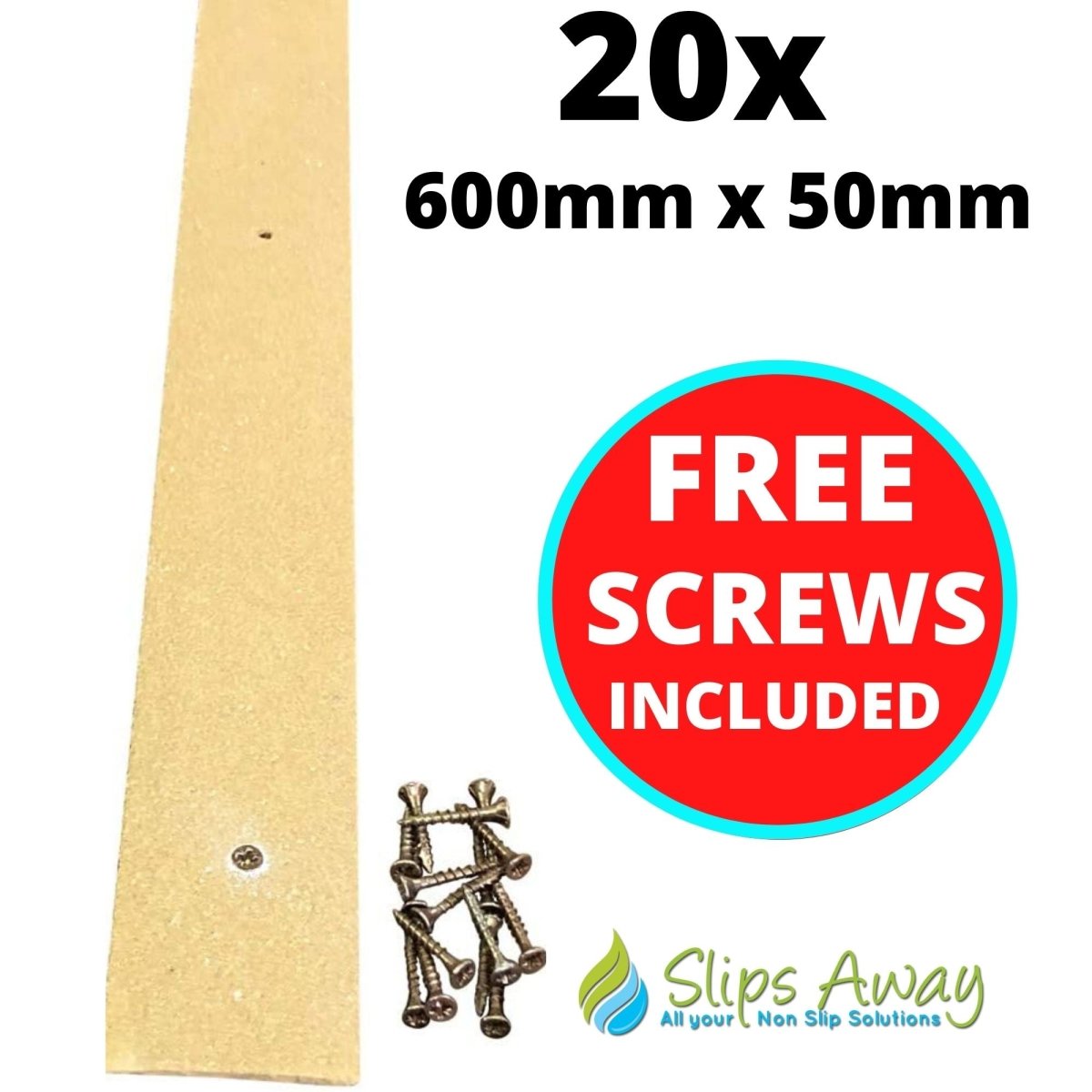Beige Non Slip Decking Strips - Slips Away - decking strip beige 600mm x 50mm 20x pack -