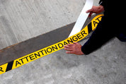 Black and Yellow Attention Danger Anti-Slip Tape ( 75mm x 18.3mm ) - Slips Away - H3447 Chemical Resistant Standard Safety-Grip -