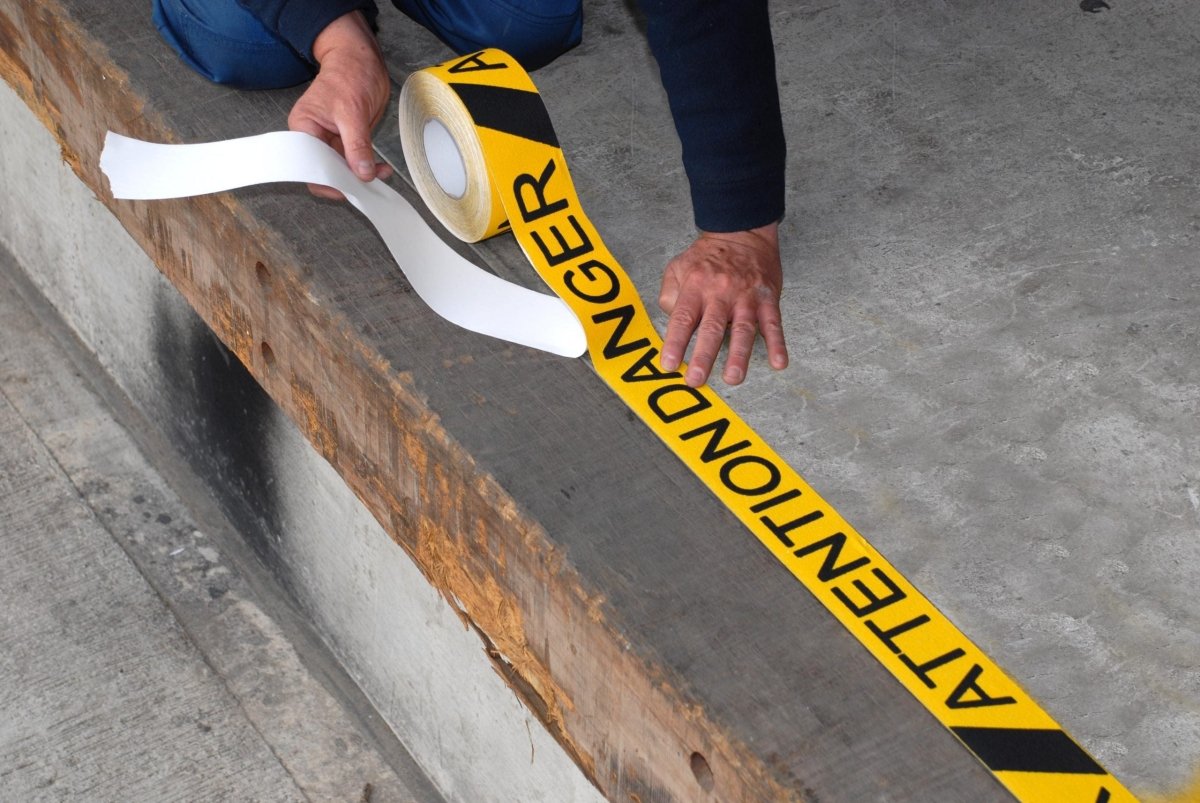 Black and Yellow Attention Danger Anti-Slip Tape ( 75mm x 18.3mm ) - Slips Away - H3447 Chemical Resistant Standard Safety-Grip -