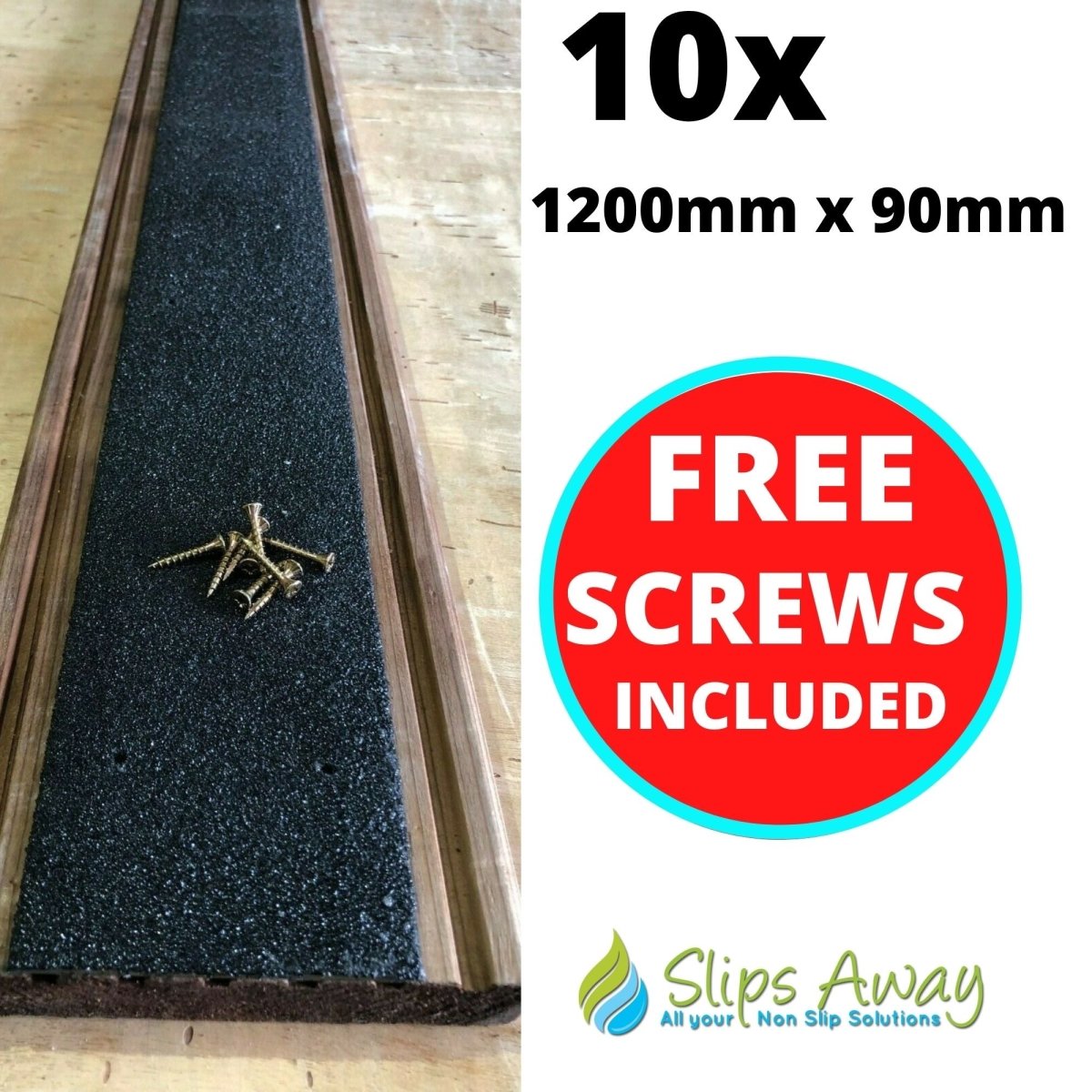 Black Extra Wide Anti Slip Decking Strips - Slips Away - wide decking strip black 1200mm x 90m 10x pack -