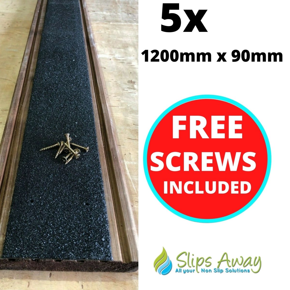 Black Extra Wide Anti Slip Decking Strips - Slips Away - wide decking strip black 1200mm x 90m 5x pack -