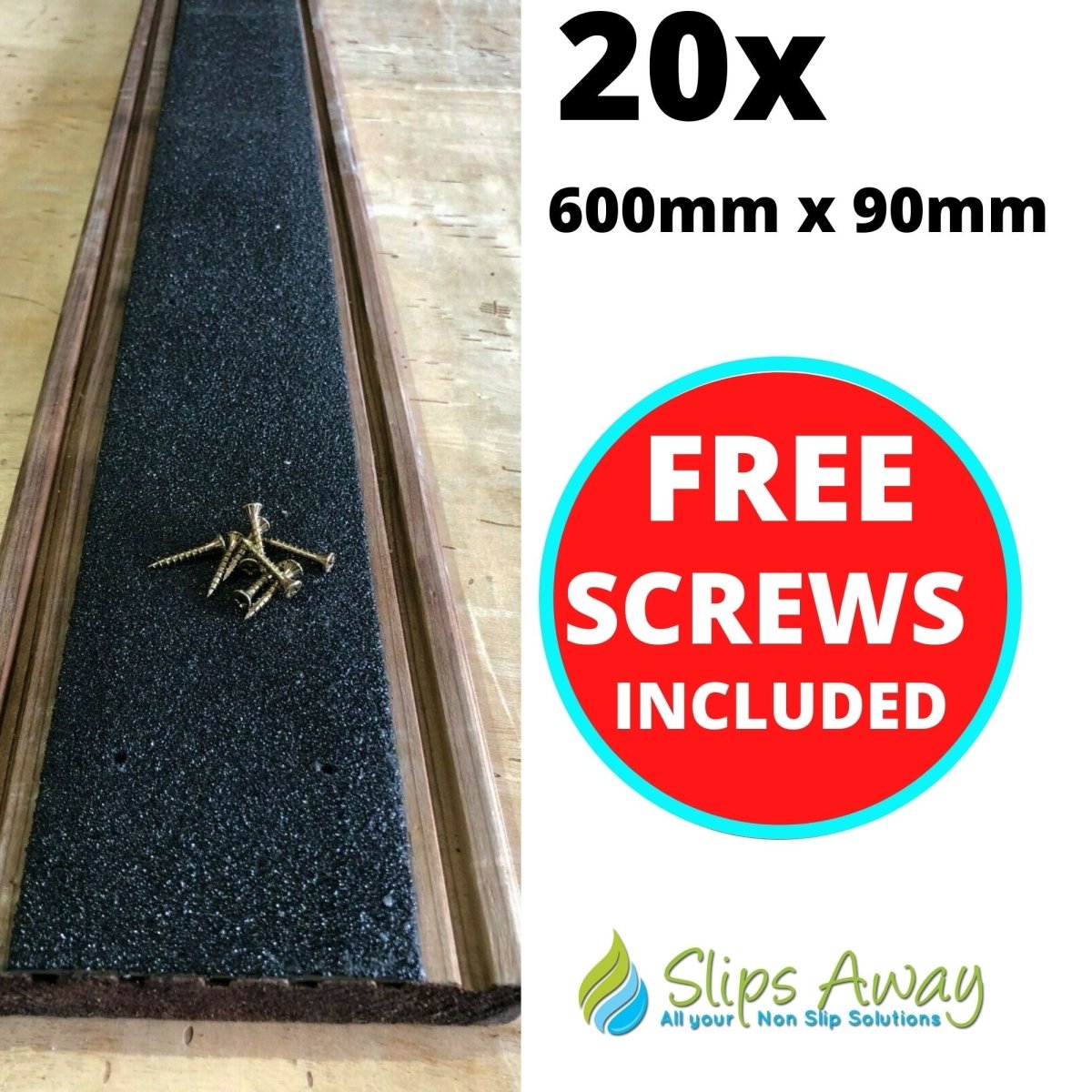 Black Extra Wide Anti Slip Decking Strips - Slips Away - wide decking strip black 600mm x 90mm 20x pack -