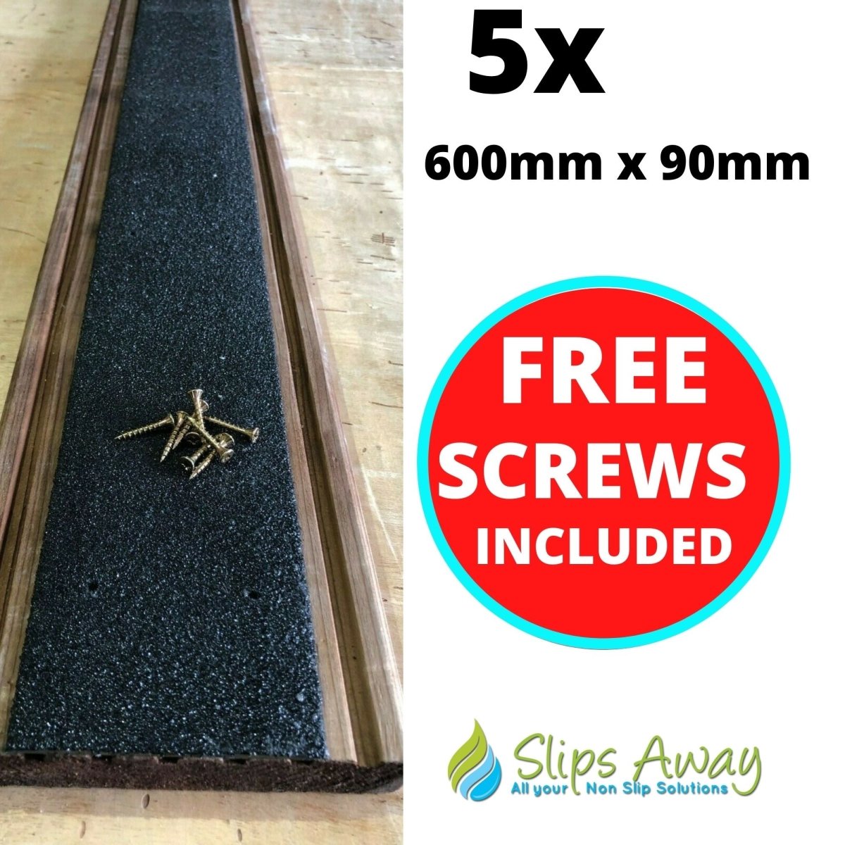 Black Extra Wide Anti Slip Decking Strips - Slips Away - wide decking strip black 600mm x 90mm 5x pack -