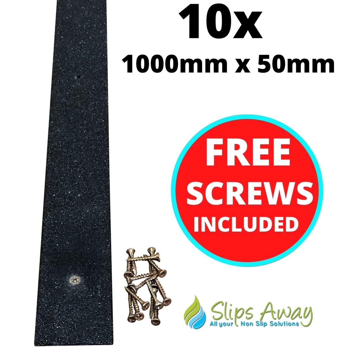 Black Non Slip Decking Strips - Slips Away - decking strip black 1000mm x 50mm 10x pack -