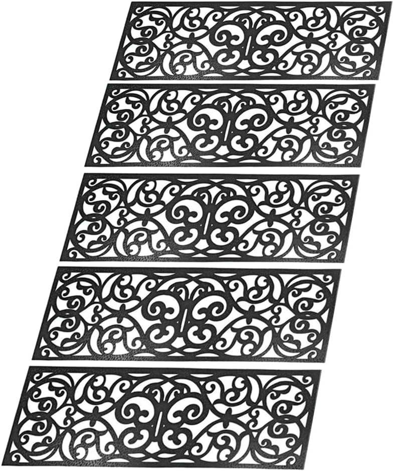 Black Rubber Stair Tread Covers - 75 x 25 cm, Non-Slip, Waterproof Mats for Indoor and Outdoor Stairs x 5 Pack - Slips Away - B08JZ66CW5 -