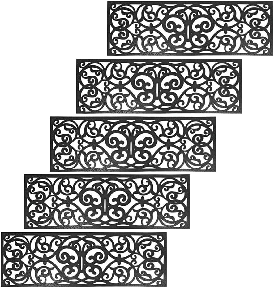 rubber tread covers for stairs Black Rubber Stair Tread Covers - 75 x 25 cm, Non-Slip, Waterproof Mats for Indoor and Outdoor Stairs x 5 Pack