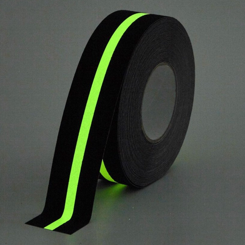 Black Safety-Grip with photoluminescent stripe Anti Slip Tape Roll - Slips Away - H3403N-Glow-Line-Safety-Grip-50mm-N -
