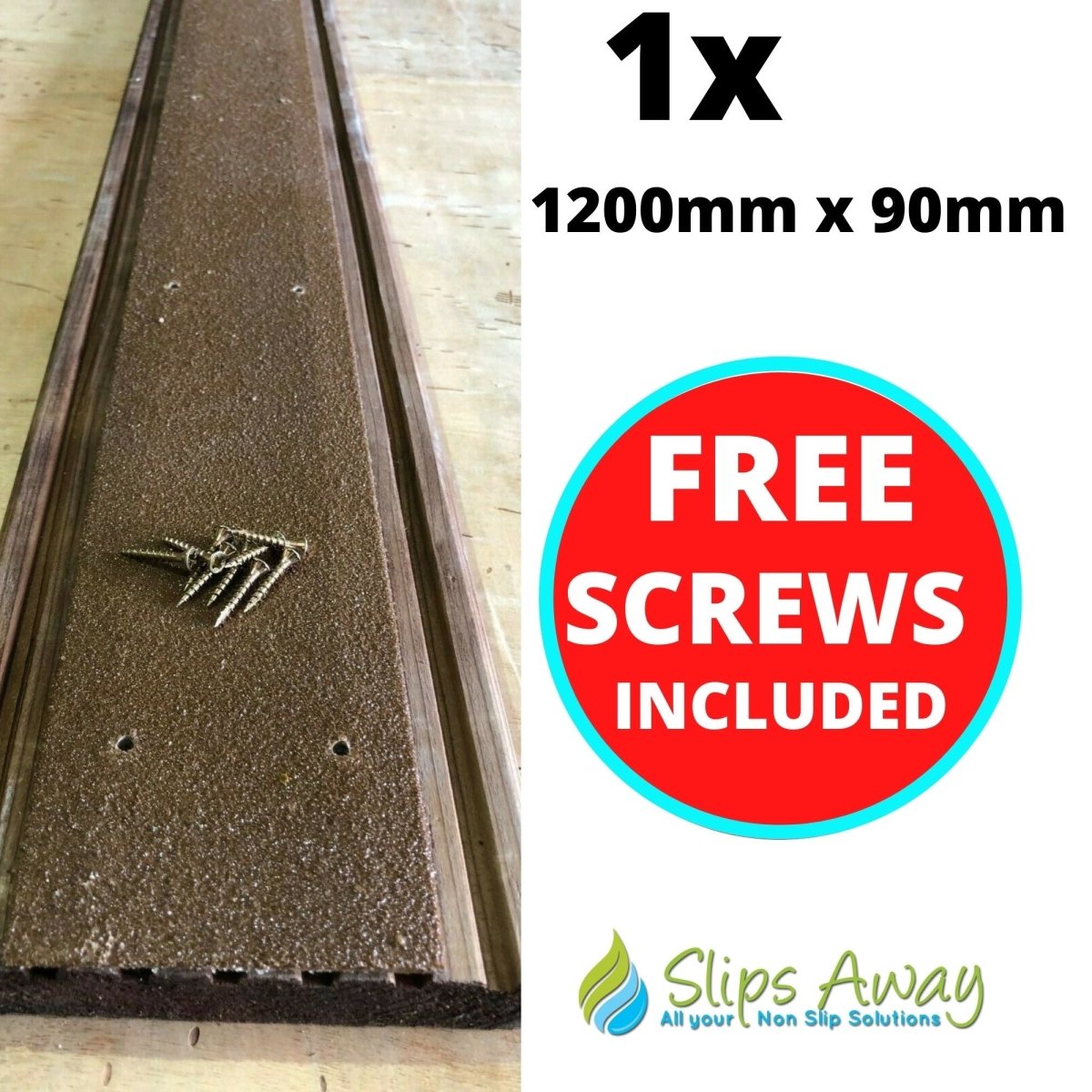 Brown Extra Wide Anti Slip Decking Strips - Slips Away - wide decking strip brown 1200mm x 90m -