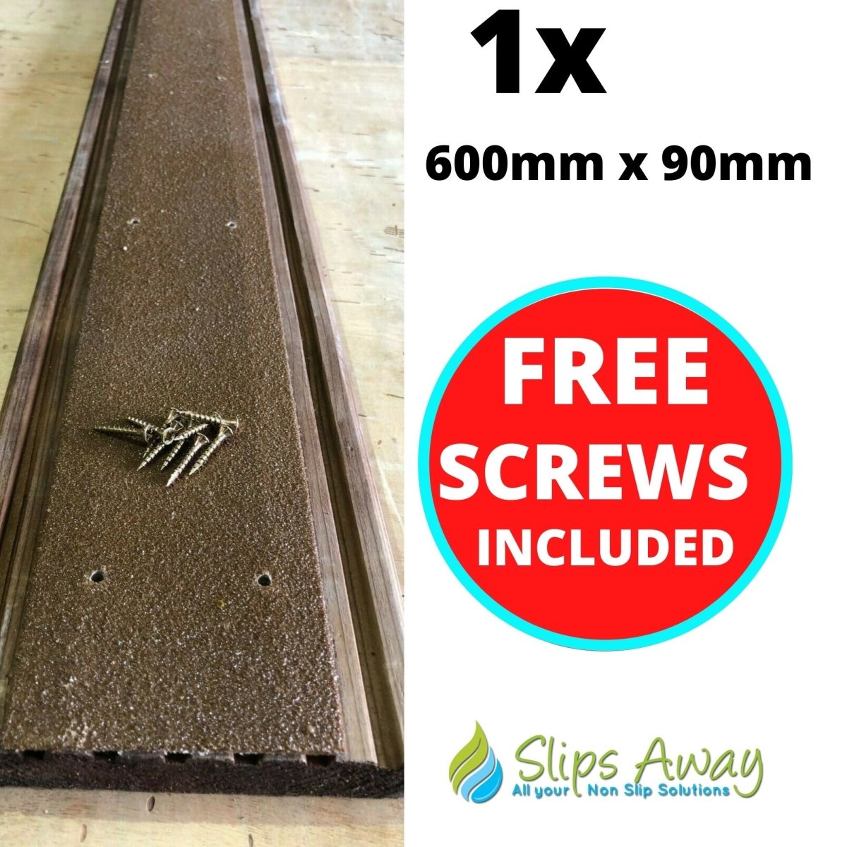 Brown Extra Wide Anti Slip Decking Strips - Slips Away - wide decking strip brown 600mm x 90mm -