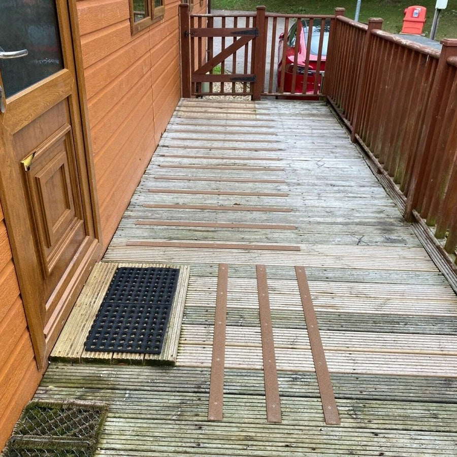 Brown Non Slip Decking Strips - Slips Away - decking strip brown 600mm x 50mm -