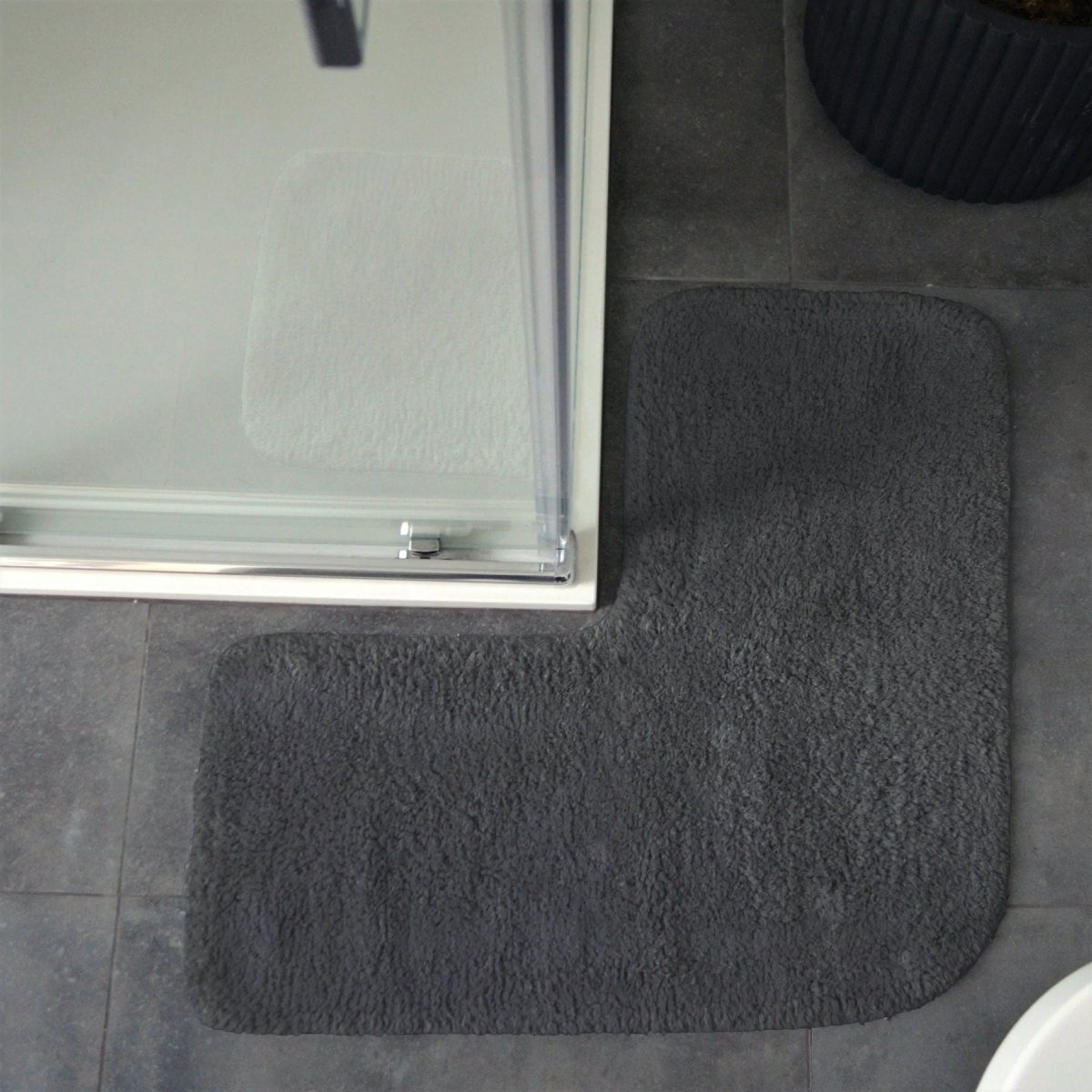 Corner Shower Mat - L Shaped 70 x 35cm 100% Cotton Supersoft, Absorbent - Slips Away - Water Absorbent - 1278838057 -