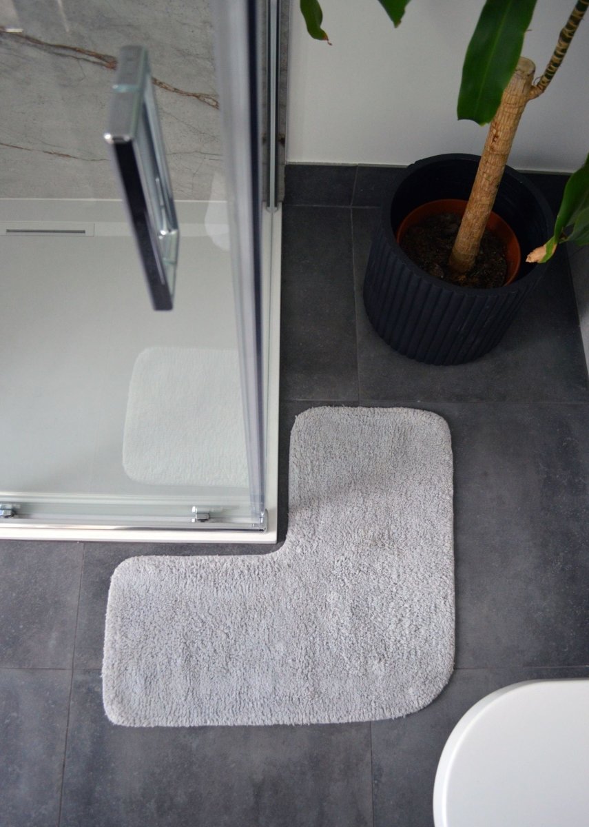 Corner Shower Mat - L Shaped 70 x 35cm 100% Cotton Supersoft, Absorbent - Slips Away - Water Absorbent - 1278838057 -