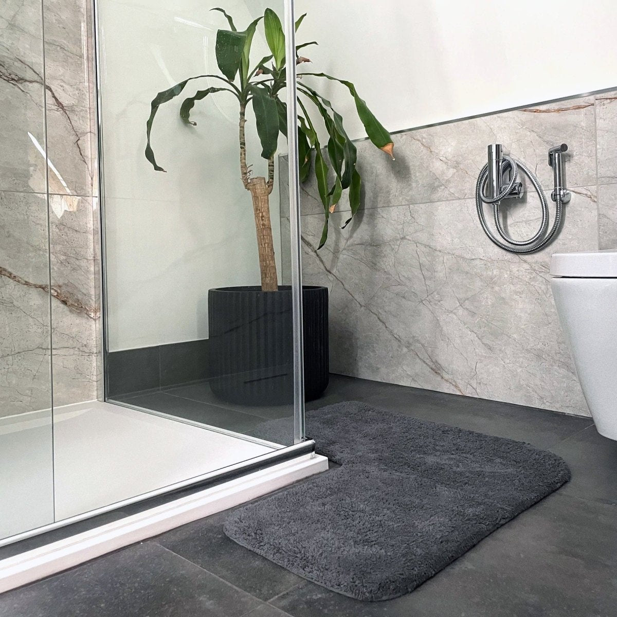 Corner Shower Mat - L Shaped 70 x 35cm 100% Cotton Supersoft, Absorbent - Slips Away - Water Absorbent - 1278838057 -