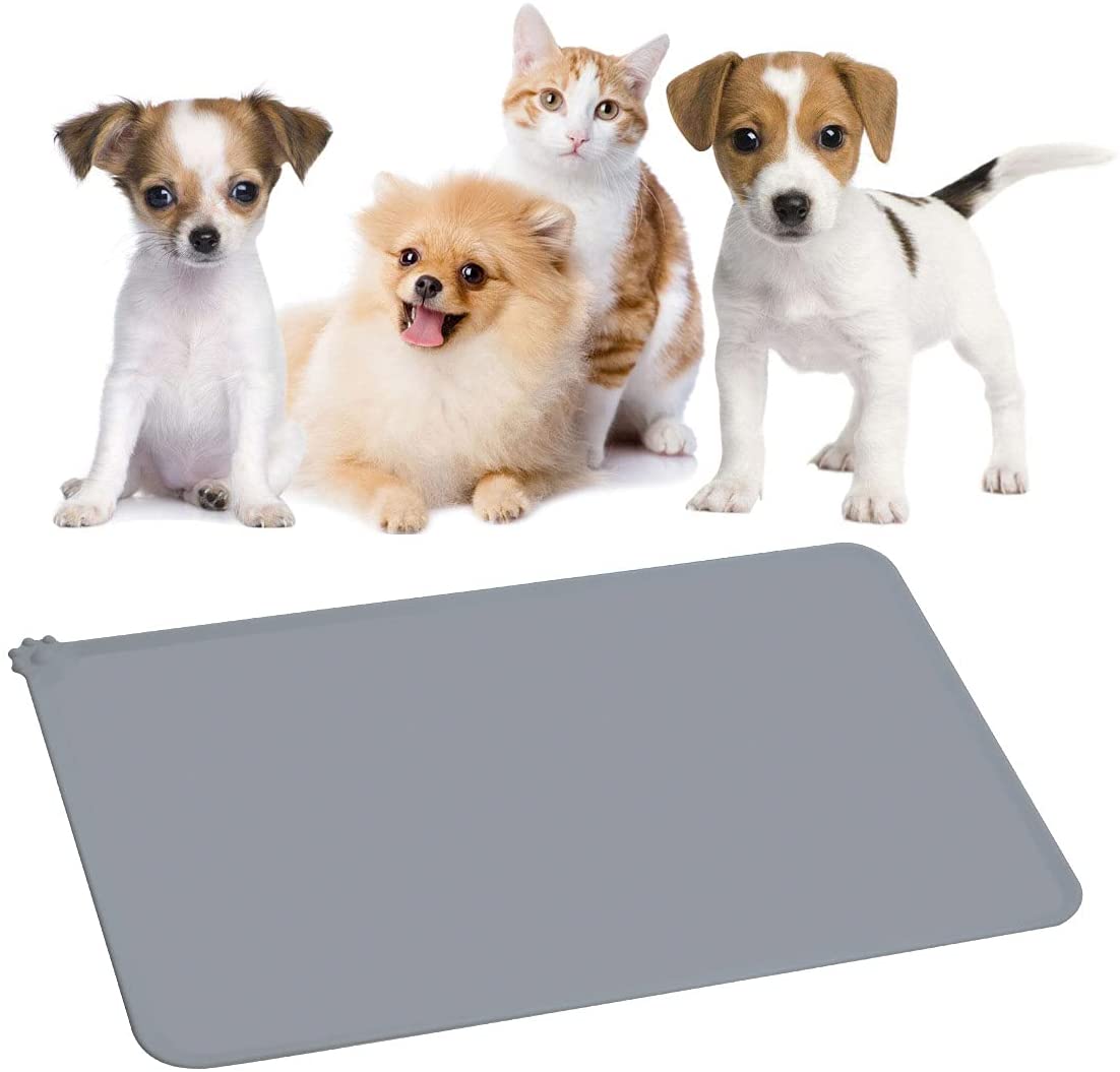 Dog & Cat Silicone Food Mat, Waterproof, Non Slip Silicone for Bowls - Slips Away - -
