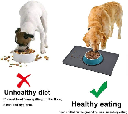 Dog Food Mat, Silicone Dog Bowl Mat, Non-Slip Cat and Dog Feeding Mat, Waterproof Dog Placemat L (47 * 30) - Slips Away - B0B8C349PV -