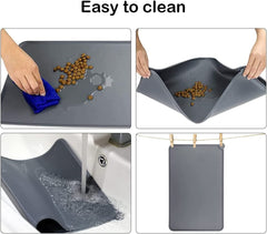 Dog Food Mat, Silicone Dog Bowl Mat, Non-Slip Cat and Dog Feeding Mat, Waterproof Dog Placemat L (47 * 30) - Slips Away - B0B8C349PV -