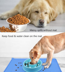 Dog Food Mat, Silicone Dog Bowl Mat, Non-Slip Cat and Dog Feeding Mat, Waterproof Dog Placemat L (47 * 30) - Slips Away - B0BC8B1SQZ -