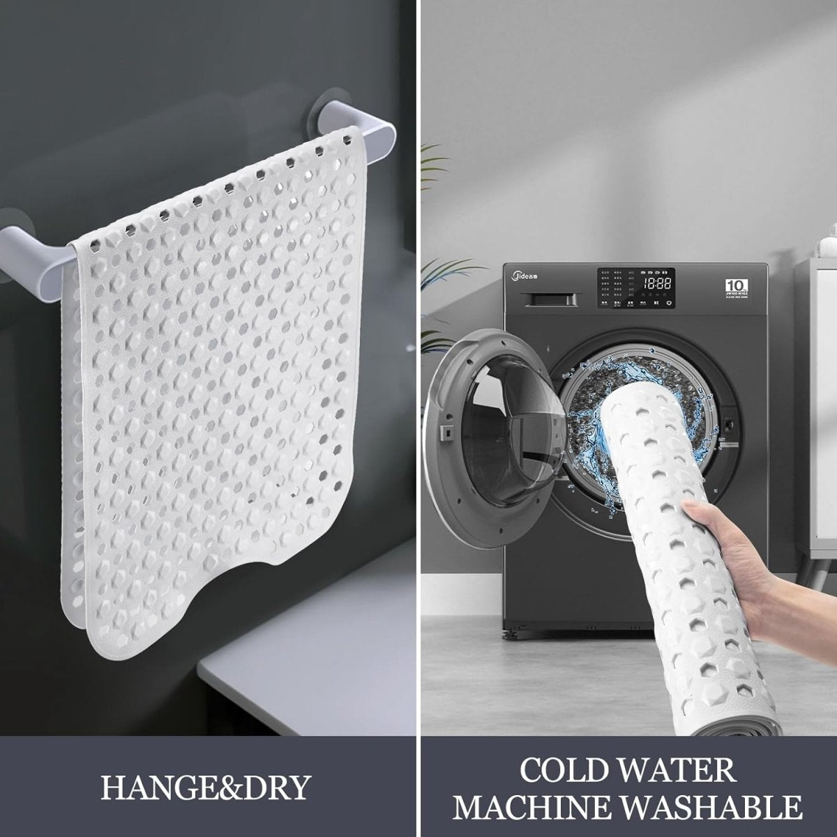 Extra Long Anti-Slip Bathtub Mat for Safety and Comfort – High Quality Vinyl Shower Mat ( White or Clear ) - Slips Away - B0CFTSPX7L -