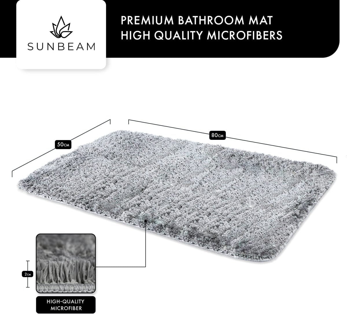 Anti-Slip Microfiber Ultra Soft Bath Mat 50 x 130 cm - Grey