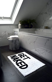 Get Naked Bath Mat Non-Slip 50 x 80cm - Tufted Slogan Bathroom Rug - Slips Away - B09L8MS23W -