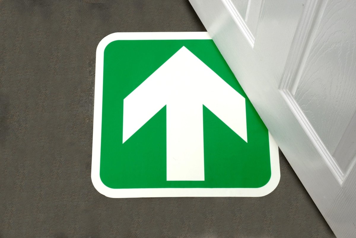 Glow In The Dark Floor Signs 400mm x 400mm - Slips Away - H7801-Glow-in-the-Dark-Arrow-Floor-Sign -