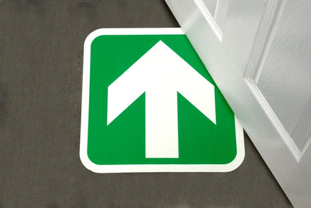 Glow In The Dark Floor Signs 400mm x 400mm - Slips Away - H7801-Glow-in-the-Dark-Arrow-Floor-Sign -