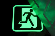 Glow In The Dark Floor Signs 400mm x 400mm - Slips Away - H7801-Glow-in-the-Dark-Exit-Right-Floor-Sign-N -