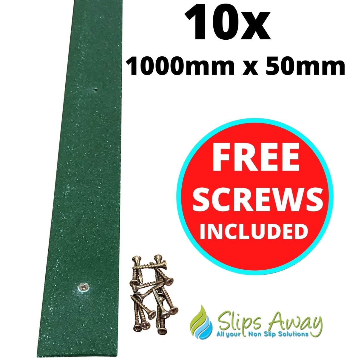 Green Non Slip Decking Strips - Slips Away - decking strip green 1000mm x 50mm 10x pack -