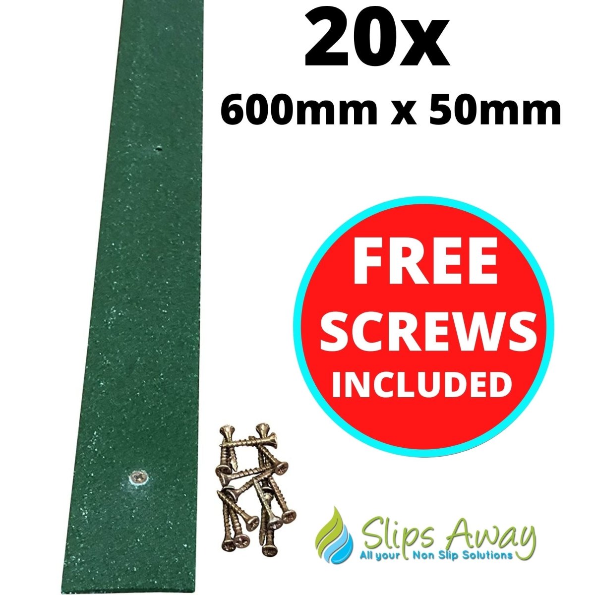 Green Non Slip Decking Strips - Slips Away - decking strip green 600mm x 50mm 20x pack -