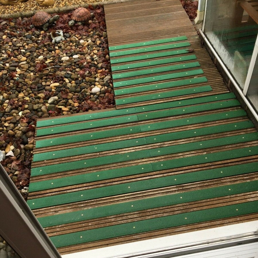 Green Non Slip Decking Strips - Slips Away - decking strip green 600mm x 50mm -