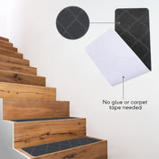 Grey Carpet Stair Treads 8"x 30" - 14-Pack | Non-Slip, Removable, and Washable | Ideal for Pets and Elders" - Slips Away - stair treads - B09PH3ZS3G -