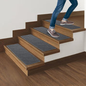 Grey Carpet Stair Treads 8"x 30" - 14-Pack | Non-Slip, Removable, and Washable | Ideal for Pets and Elders" - Slips Away - stair treads - B09PH3ZS3G -