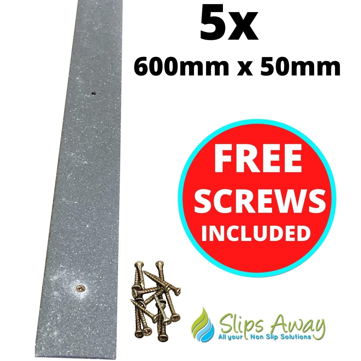 Grey Non Slip Decking Strips - Slips Away - decking strip grey 600mm x 50mm 5x pack -