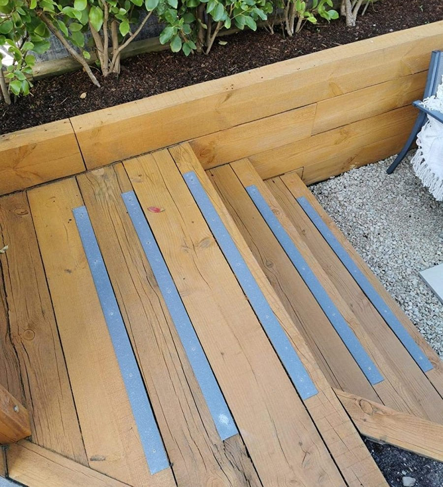 Grey Non Slip Decking Strips - Slips Away - decking strip grey 600mm x 50mm -