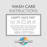 Happy Face Round Bath Mat 100% Cotton Reversible Emoji Yellow Rug 70 x 70cm - Slips Away - B09LHRX1BS -