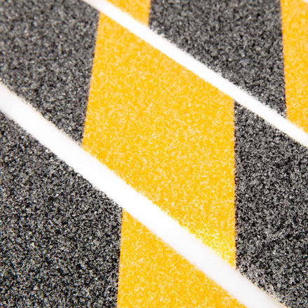 Hazard Tape Yellow & Black 80 Grit Texture - 2" x 5 meters - Slips Away - SA046. -