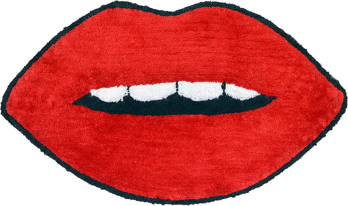 Lips Shaped Bath Mat Supersoft Absorbent Rug Large Size 50 x 90cm - Slips Away - B09LMD9TCR -