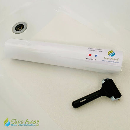 Non Slip Adhesive Bath & Shower Mat - 16"x34"(White) - Slips Away - -