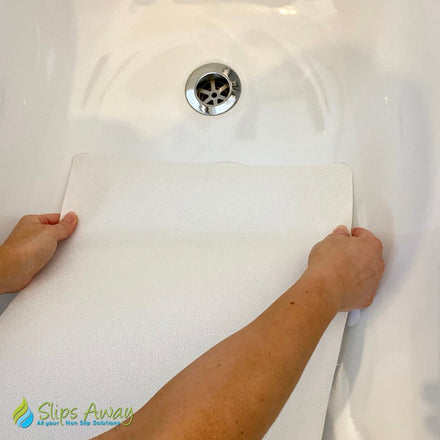 Non Slip Adhesive Bath & Shower Mat - 16"x34"(White) - Slips Away - -