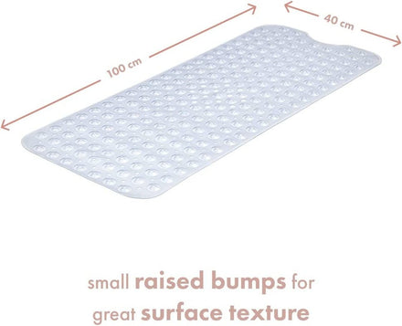 Non-Slip Bath Mat with Suction Cups | Clear 100X40Cm/40X16In Extra Long Bathtub Mats | Anti-Mould, Machine-Washable, Latex-Free | Shower Mat Ideal for Elderly & Children - Slips Away - ea30ed83-9d85-463a-9e7d-4fe0edcd3aac -