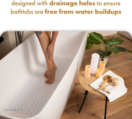 Non-Slip Bath Mat with Suction Cups | Clear 100X40Cm/40X16In Extra Long Bathtub Mats | Anti-Mould, Machine-Washable, Latex-Free | Shower Mat Ideal for Elderly & Children - Slips Away - ea30ed83-9d85-463a-9e7d-4fe0edcd3aac -