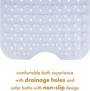 Non-Slip Bath Mat with Suction Cups | Clear 100X40Cm/40X16In Extra Long Bathtub Mats | Anti-Mould, Machine-Washable, Latex-Free | Shower Mat Ideal for Elderly & Children - Slips Away - ea30ed83-9d85-463a-9e7d-4fe0edcd3aac -