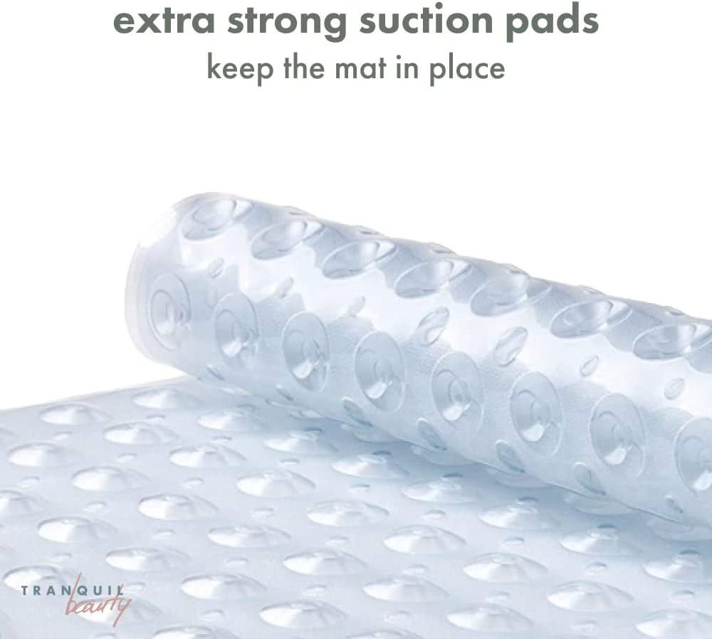 Non-Slip Bath Mat with Suction Cups | Clear 100X40Cm/40X16In Extra Long Bathtub Mats | Anti-Mould, Machine-Washable, Latex-Free | Shower Mat Ideal for Elderly & Children - Slips Away - ea30ed83-9d85-463a-9e7d-4fe0edcd3aac -