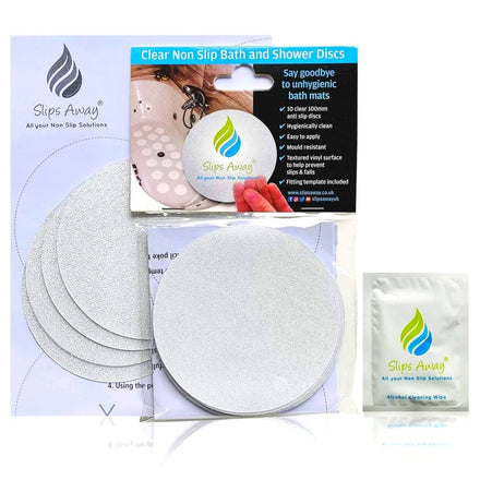 Non Slip Bath & Shower Stickers – 10x Large Clear Discs - Slips Away - SA005 -