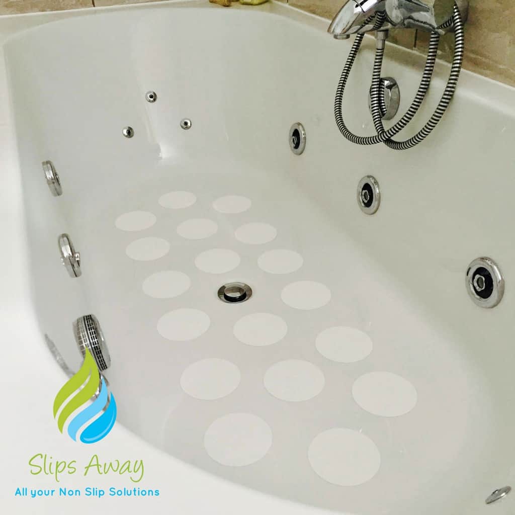 Non Slip Bath & Shower Stickers – 10x Large White Discs - Slips Away - SA006 -