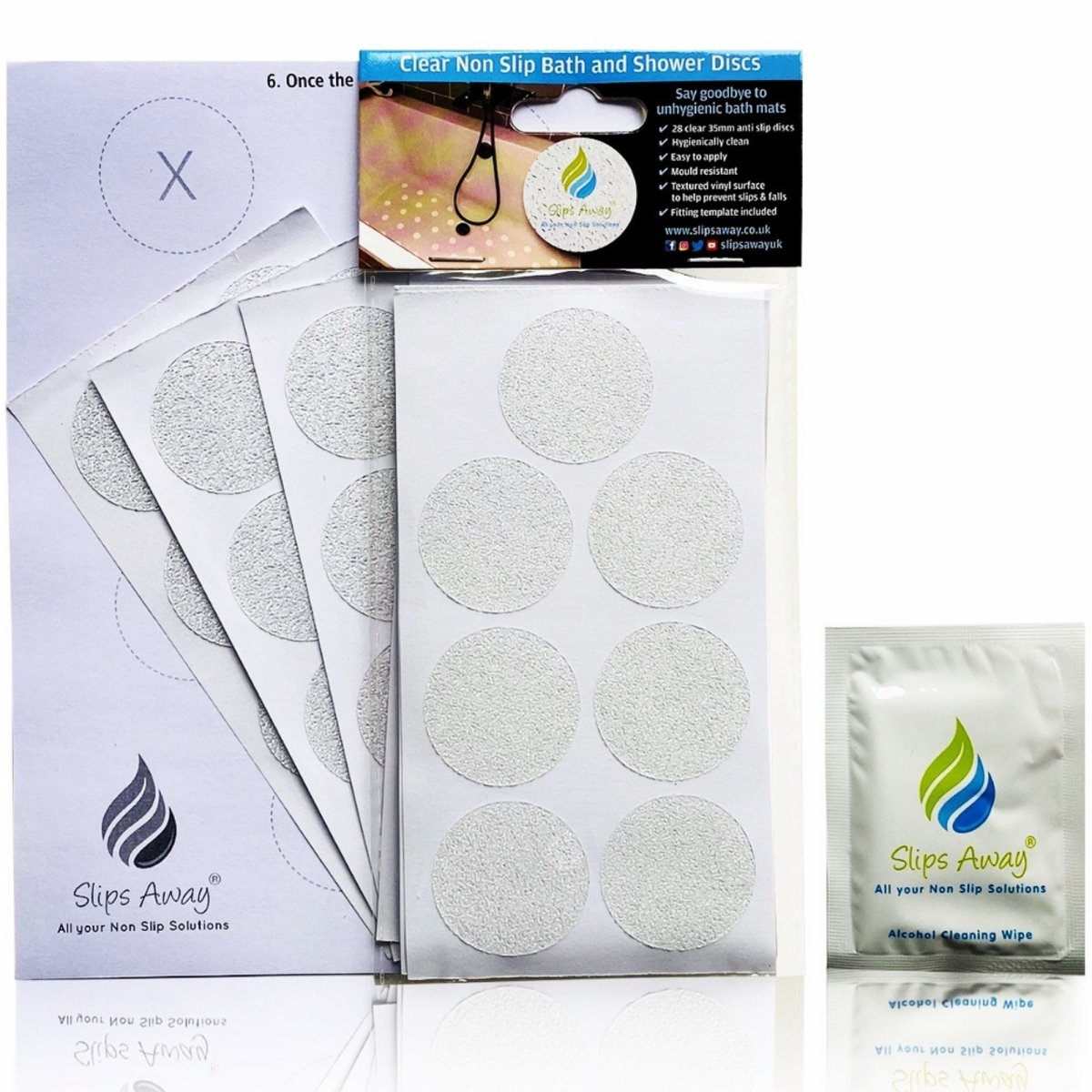 Non Slip Bath & Shower Stickers - 28x Clear Discs - Slips Away - SA001 -